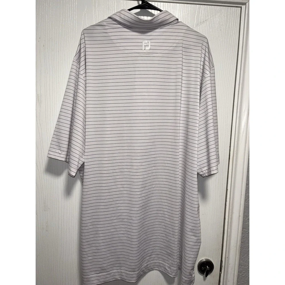 Footjoy Men's Polo Blue & White Striped Golf Shirt Size XXL